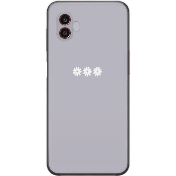 Samsung Galaxy Xcover6 Pro Gennemsigtig cover Lilla Blomminimalisme - stilfuldt blomstermotiv på lilla baggrund