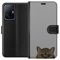 Miniatyrbild 1 av 3: Xiaomi 11T Plånboksfodral Grå Kattblick – stilren kattdesign med grå bakgrund