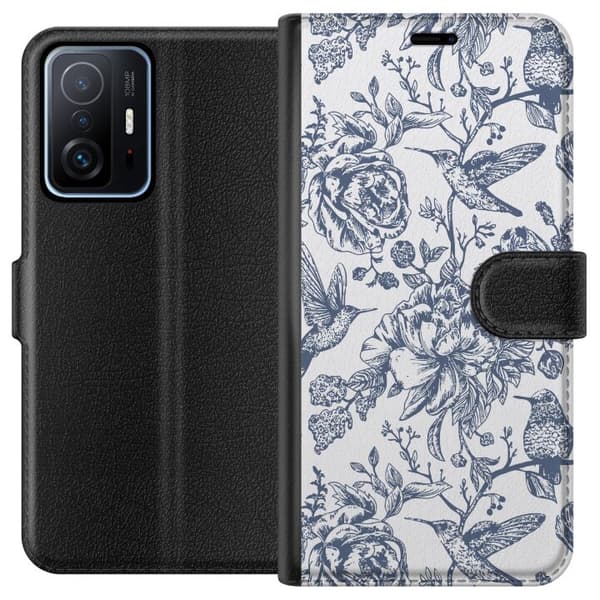 Xiaomi 11T Tegnebogsetui Blomster & Fugle - Romantisk Vintage-stil Mønster