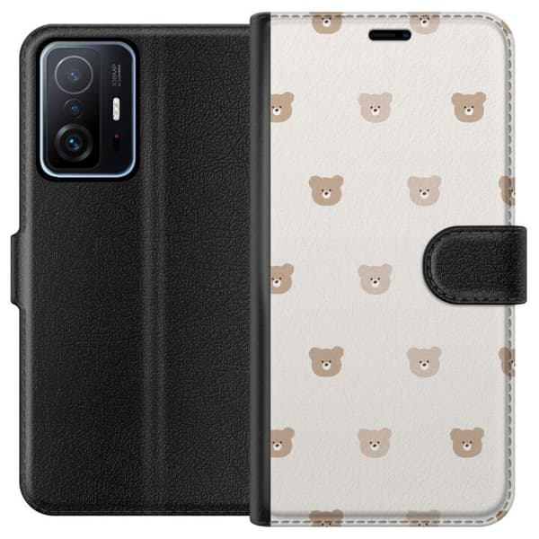 Xiaomi 11T Lompakkokotelo Teddy-tausta - söpöt teddykarhut pehmeällä taustalla