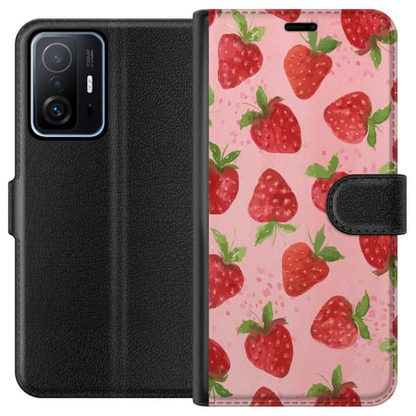 Xiaomi 11T Plånboksfodral Strawberry Dreams – jordgubbsmönster i retrostil
