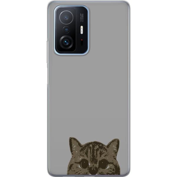 Xiaomi 11T Gennemsigtig cover Grå Katteblik - stilfuld kat design med grå baggrund