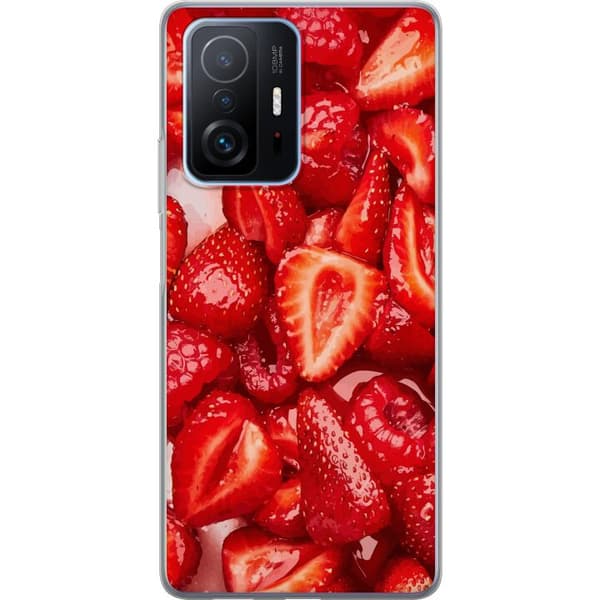 Xiaomi 11T Genomskinligt Skal Jordgubbsmönster – sött motiv med sommarkänsla