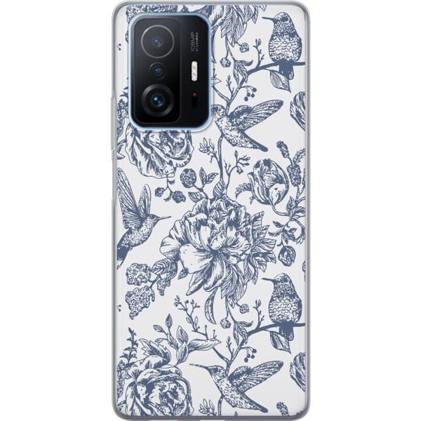 Xiaomi 11T Pro Genomskinligt Skal Blomster & Fåglar – romantiskt mönster i vintage-stil