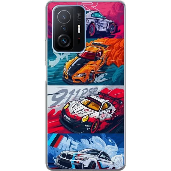 Xiaomi 11T Pro Läpinäkyvä kuori Nopeat Autot - Piirretty Kuvio Toiminnalla