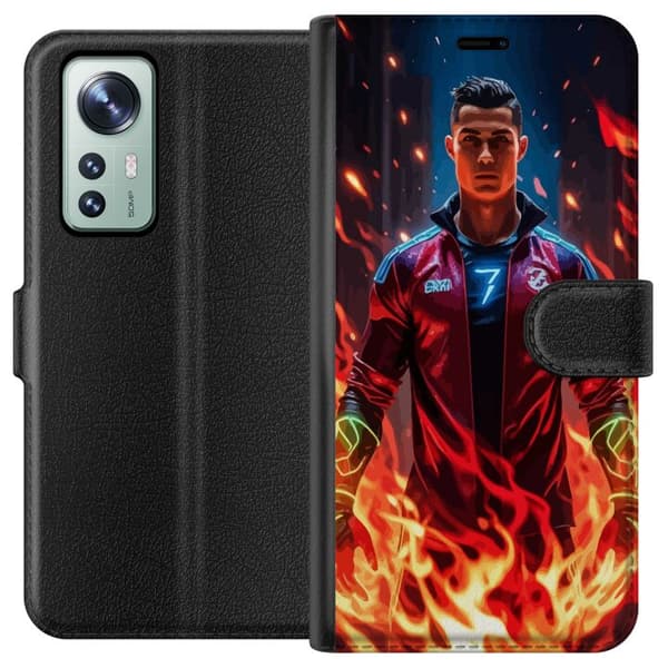 Xiaomi 12 Lompakkokotelo Ronaldo Inferno - jalkapallolegenda liekeissä