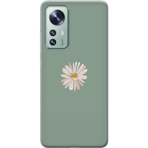 Xiaomi 12 Läpinäkyvä kuori Vihreä Minimalikukka - tyylikäs kukka vihreällä taustalla