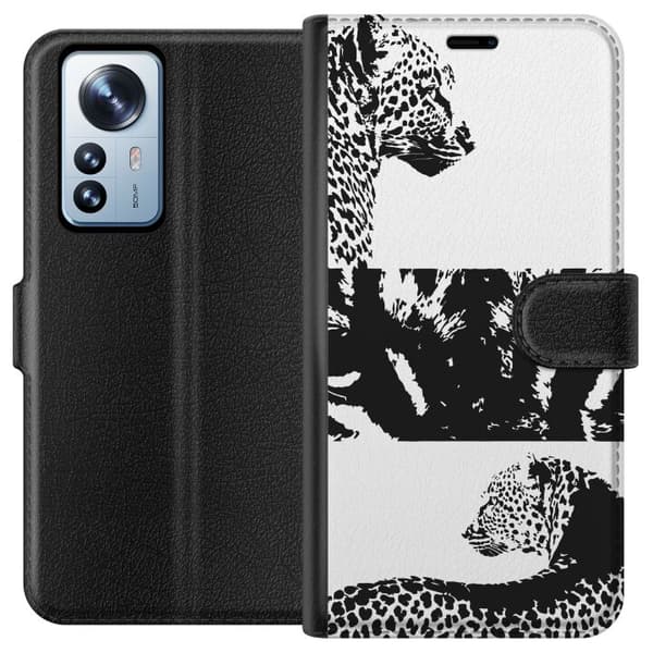 Xiaomi 12 Pro Plånboksfodral Leopard Faces – trendigt mönster med leopardansikten