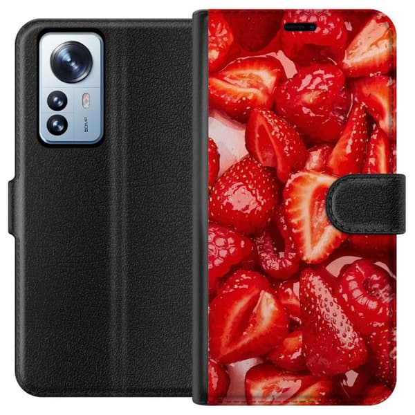 Xiaomi 12 Pro Lommeboketui Jordbærmønster - søtt motiv med sommerfølelse