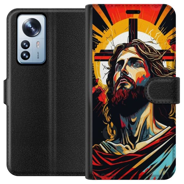 Xiaomi 12 Pro Lommeboketui Jesus & Kort - religiøst motiv med dyp symbolikk