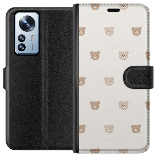 Xiaomi 12 Pro Lommeboketui Teddybakgrunn - søte teddybjørner mot en myk bakgrunn