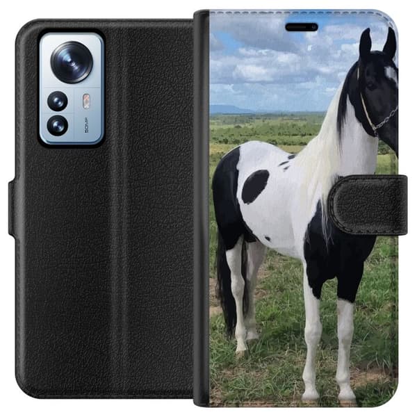 Xiaomi 12 Pro Lommeboketui Heste Magi - stilisert hest i en rolig fargepalett