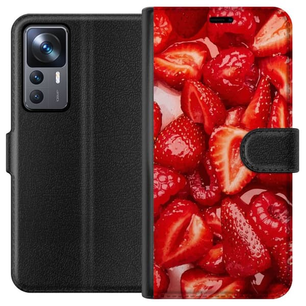Xiaomi 12T Plånboksfodral Jordgubbsmönster – sött motiv med sommarkänsla