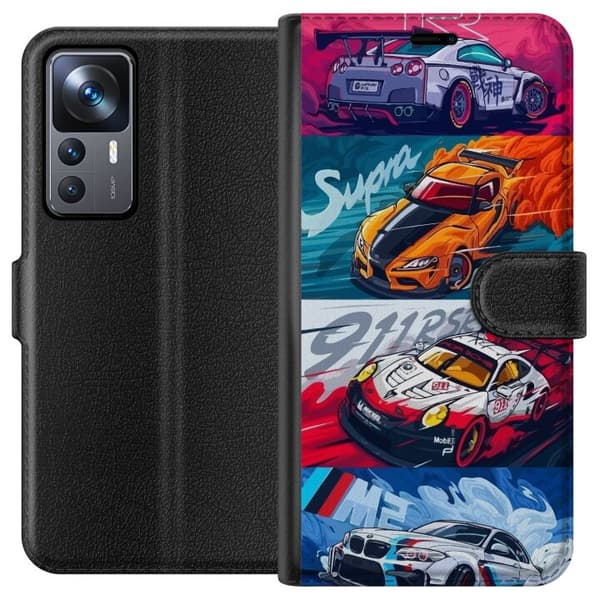 Xiaomi 12T Lompakkokotelo Nopeat Autot - Piirretty Kuvio Toiminnalla