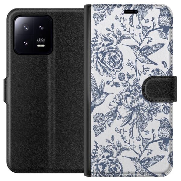 Xiaomi 13 Plånboksfodral Blomster & Fåglar – romantiskt mönster i vintage-stil