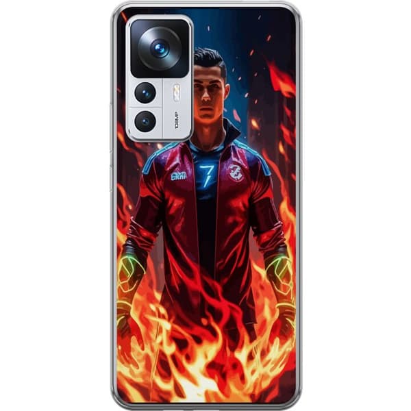 Xiaomi 12T Pro Gennemsigtig cover Ronaldo Inferno - fodboldhelt i flammer