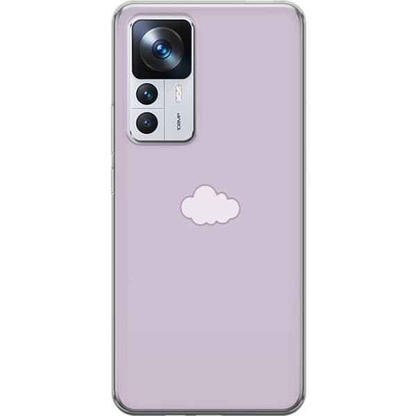 Xiaomi 12T Pro Genomskinligt Skal Lila Moln – minimalistiskt moln på lila bakgrund