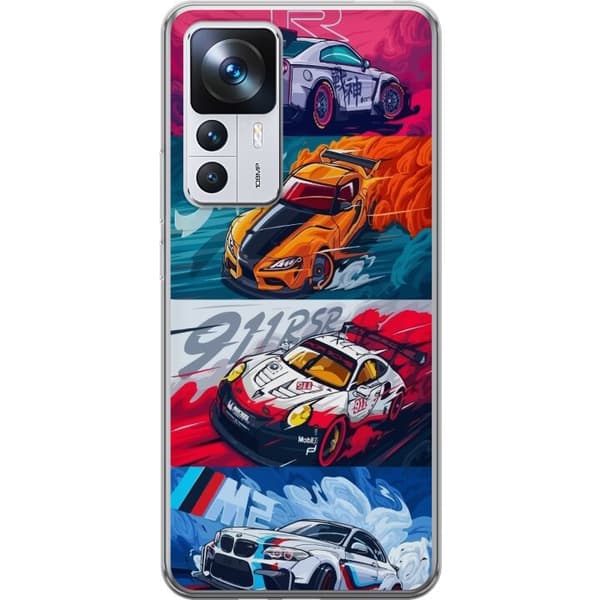 Xiaomi 12T Pro Läpinäkyvä kuori Nopeat Autot - Piirretty Kuvio Toiminnalla