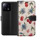 Miniatyrbilde 1 av 3: Xiaomi 13 Lommeboketui Bær & Blomster - mønster med blå blomster og skogsbær