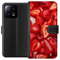 Miniatyrbillede 1 af 3: Xiaomi 13 Tegnebogsetui Jordbærmønster - sødt motiv med sommerstemning