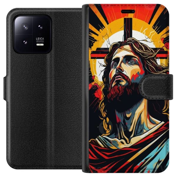 Xiaomi 13 Plånboksfodral Jesus & Kort – religiöst motiv med djup symbolik
