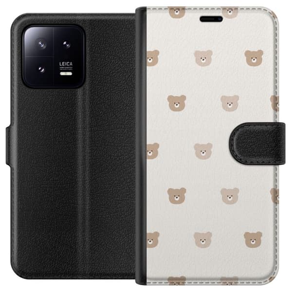 Xiaomi 13 Plånboksfodral Teddy Background – gulliga nallar mot mjuk bakgrund