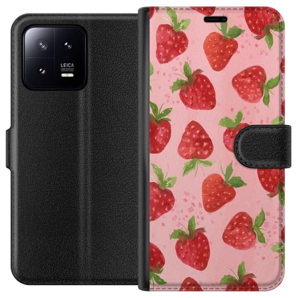 Xiaomi 13 Lommeboketui Jordbærdrømmer - Retro-stil jordbærmønster