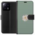 Miniatyrbilde 1 av 3: Xiaomi 13 Lommeboketui Grønn Minimalblomst - stilren blomst på grønn bakgrunn