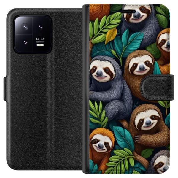 Xiaomi 13 Plånboksfodral Sengångarstil – avslappnat motiv med söt sengångare