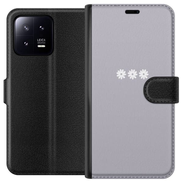 Xiaomi 13 Plånboksfodral Lila Blomminimalism – stilrent blommotiv på lila bakgrund