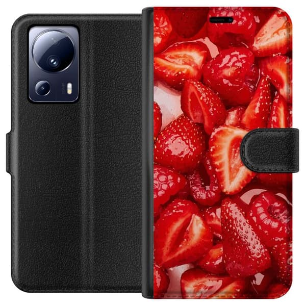 Xiaomi 13 Lite Plånboksfodral Jordgubbsmönster – sött motiv med sommarkänsla