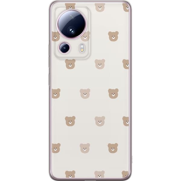 Xiaomi 13 Lite Läpinäkyvä kuori Teddy-tausta - söpöt teddykarhut pehmeällä taustalla