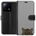 Miniatyrbilde 1 av 3: Xiaomi 13 Pro Lommeboketui Grå Kattblikk - stilren katte design med grå bakgrunn