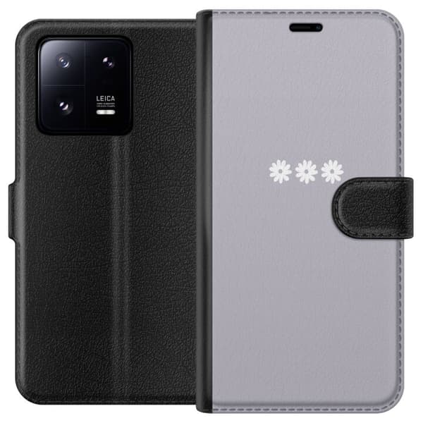 Xiaomi 13 Pro Plånboksfodral Lila Blomminimalism – stilrent blommotiv på lila bakgrund
