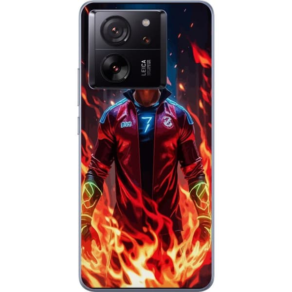 Xiaomi 13T Gjennomsiktig deksel Ronaldo Inferno - fotballhelt i flammer