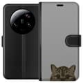 Miniatyrbild 1 av 3: Xiaomi 13 Ultra Plånboksfodral Grå Kattblick – stilren kattdesign med grå bakgrund