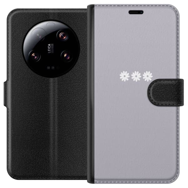Xiaomi 13 Ultra Lommeboketui Lilla Blomminimalisme - stilig blomstermotiv på lilla bakgrunn
