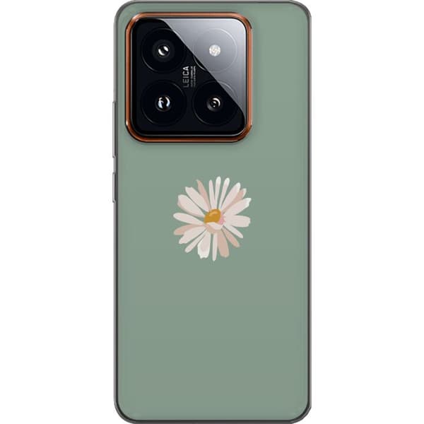 Xiaomi 14 Pro Läpinäkyvä kuori Vihreä Minimalikukka - tyylikäs kukka vihreällä taustalla