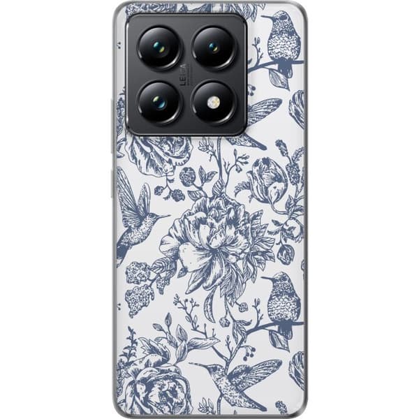 Xiaomi 14T Genomskinligt Skal Blomster & Fåglar – romantiskt mönster i vintage-stil