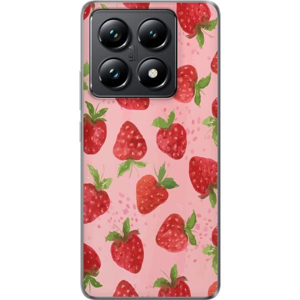 Xiaomi 14T Gennemsigtig cover Jordbærdrømme - Retro-stil jordbærmønster