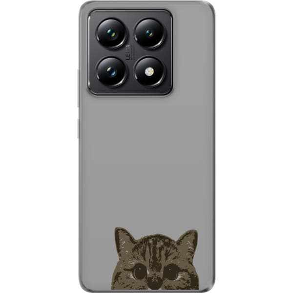 Xiaomi 14T Pro Gennemsigtig cover Grå Katteblik - stilfuld kat design med grå baggrund
