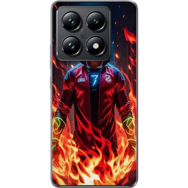 Xiaomi 14T Pro Gennemsigtig cover Ronaldo Inferno - fodboldhelt i flammer