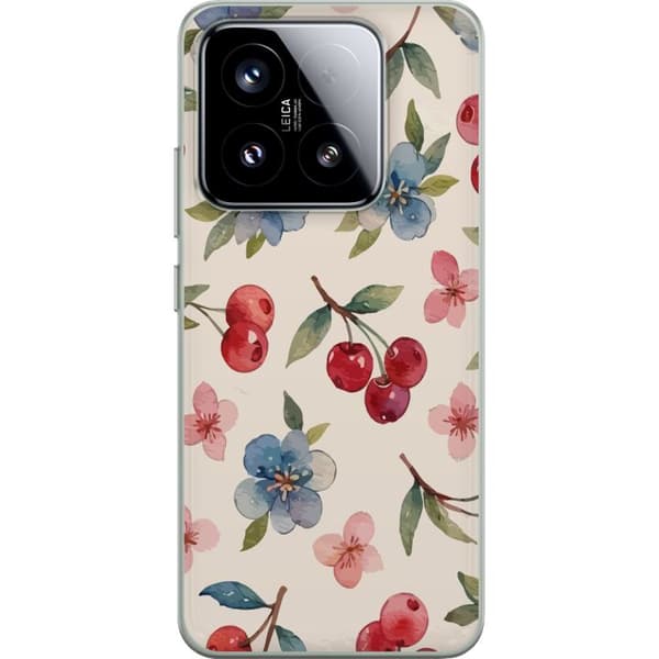 Xiaomi 15 Läpinäkyvä kuori Marjat & Kukat - kuvio, jossa on sinisiä kukkia ja metsänmarjoja