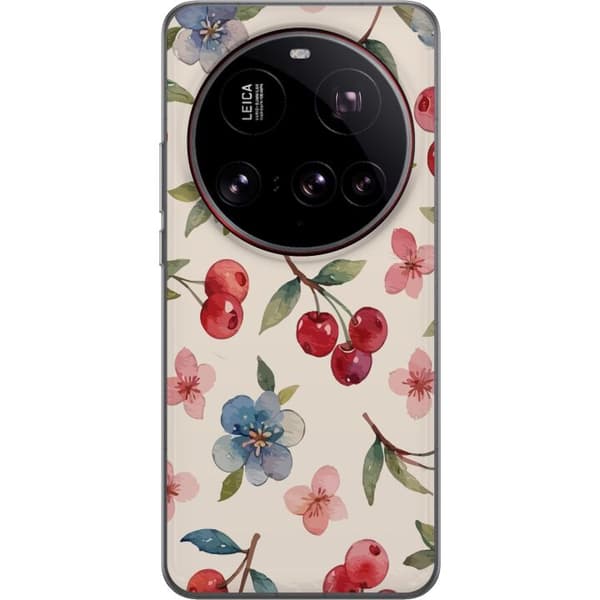 Xiaomi 15 Ultra Läpinäkyvä kuori Marjat & Kukat - kuvio, jossa on sinisiä kukkia ja metsänmarjoja
