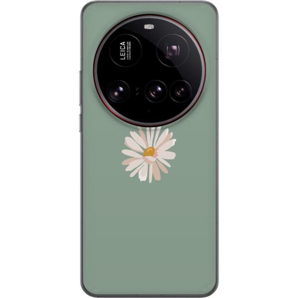 Xiaomi 15 Ultra Gjennomsiktig deksel Grønn Minimalblomst - stilren blomst på grønn bakgrunn