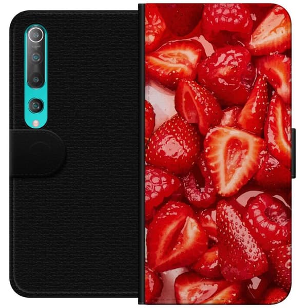 Xiaomi Mi 10 5G Plånboksfodral Jordgubbsmönster – sött motiv med sommarkänsla
