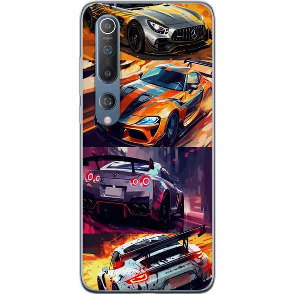 Xiaomi Mi 10 5G Gennemsigtig cover Rallyfeber - fartfyldt motiv med rallybiler