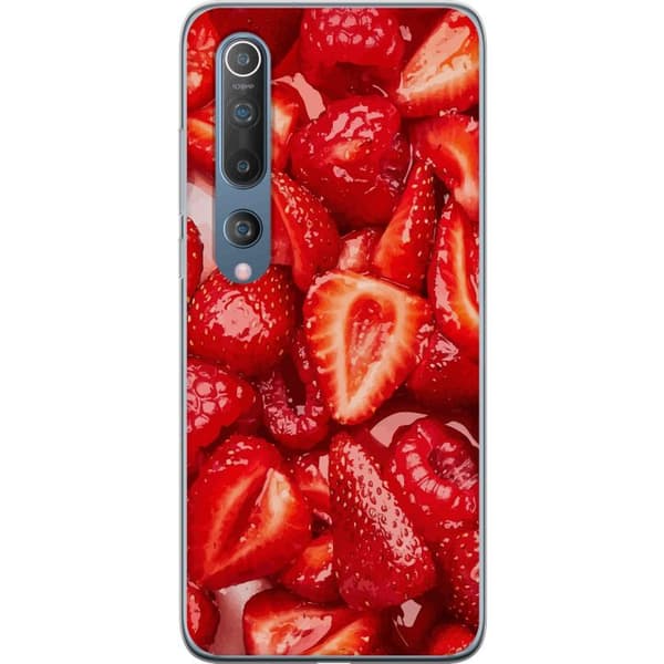 Xiaomi Mi 10 5G Läpinäkyvä kuori Mansikkakuviointi - makea motiivi kesäfiiliksellä