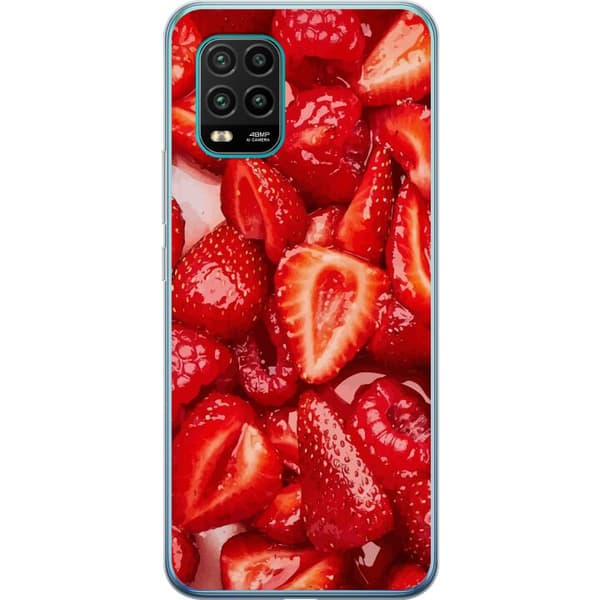 Xiaomi Mi 10 Lite 5G Genomskinligt Skal Jordgubbsmönster – sött motiv med sommarkänsla