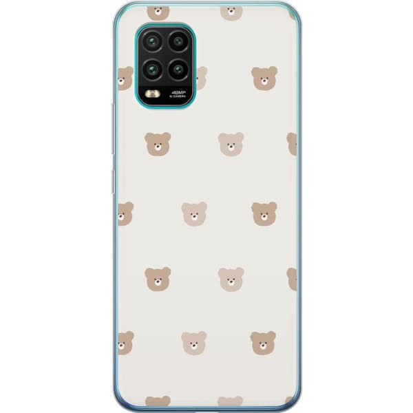 Xiaomi Mi 10 Lite 5G Genomskinligt Skal Teddy Background – gulliga nallar mot mjuk bakgrund